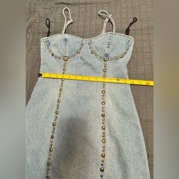 Studded Denim Bustier Mini Dress - Picture 9 of 11